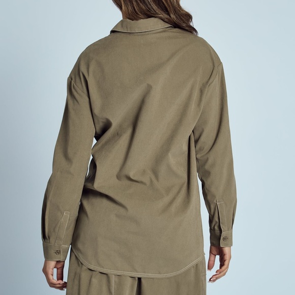 Native‎ Youth Evelyn Embroidered Boyfriend Shirt Button Up Army Green NWT Size M - Picture 2 of 7